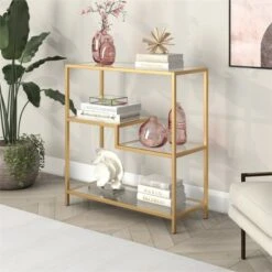 Henn& Hart 36" Tall Gold Bookcase - Henn&Hart -Bookshelves Sales Shop unnamed file 1027