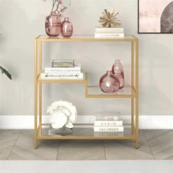 Henn& Hart 36" Tall Gold Bookcase - Henn&Hart -Bookshelves Sales Shop unnamed file 1030