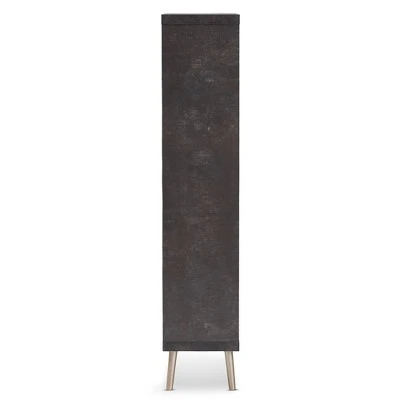 56.14" Atlantic Modern and Contemporary Two-Tone Finished Wood Display Shelf Dark Brown - Baxton Studio 4 56.14" Atlantic Modern and Contemporary Two-Tone Finished Wood Display Shelf Dark Brown - Baxton Studio - Image 2