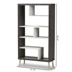 56.14" Atlantic Modern and Contemporary Two-Tone Finished Wood Display Shelf Dark Brown - Baxton Studio 19 56.14" Atlantic Modern and Contemporary Two-Tone Finished Wood Display Shelf Dark Brown - Baxton Studio -Bookshelves Sales Shop unnamed file 1040