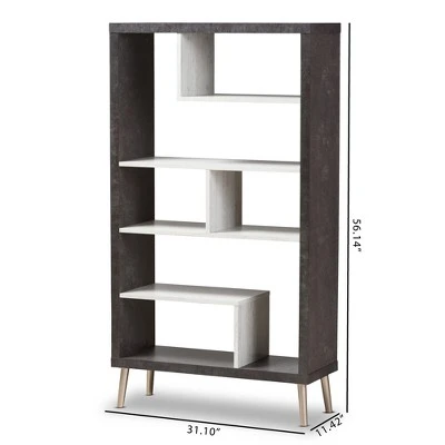 56.14" Atlantic Modern and Contemporary Two-Tone Finished Wood Display Shelf Dark Brown - Baxton Studio 11 56.14" Atlantic Modern and Contemporary Two-Tone Finished Wood Display Shelf Dark Brown - Baxton Studio - Image 9