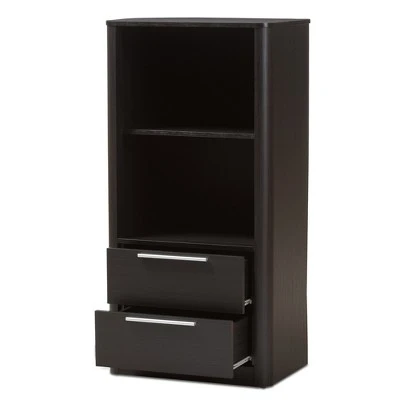 15.47" 2 Drawer Carlingford Modern and Contemporary Espresso Finished Wood Bookshelf Brown - Baxton Studio 3 15.47" 2 Drawer Carlingford Modern and Contemporary Espresso Finished Wood Bookshelf Brown - Baxton Studio