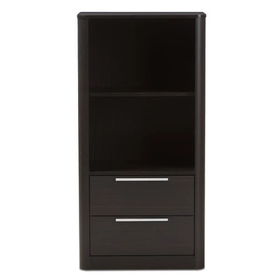 15.47" 2 Drawer Carlingford Modern and Contemporary Espresso Finished Wood Bookshelf Brown - Baxton Studio 4 15.47" 2 Drawer Carlingford Modern and Contemporary Espresso Finished Wood Bookshelf Brown - Baxton Studio - Image 2
