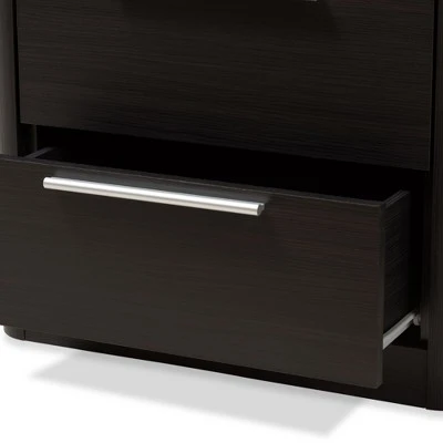 15.47" 2 Drawer Carlingford Modern and Contemporary Espresso Finished Wood Bookshelf Brown - Baxton Studio 8 15.47" 2 Drawer Carlingford Modern and Contemporary Espresso Finished Wood Bookshelf Brown - Baxton Studio - Image 6