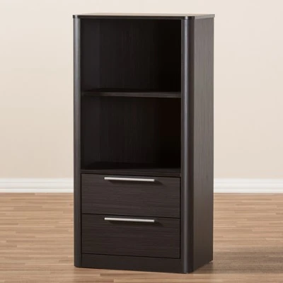 15.47" 2 Drawer Carlingford Modern and Contemporary Espresso Finished Wood Bookshelf Brown - Baxton Studio 10 15.47" 2 Drawer Carlingford Modern and Contemporary Espresso Finished Wood Bookshelf Brown - Baxton Studio - Image 8