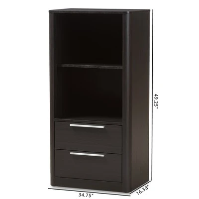 15.47" 2 Drawer Carlingford Modern and Contemporary Espresso Finished Wood Bookshelf Brown - Baxton Studio 11 15.47" 2 Drawer Carlingford Modern and Contemporary Espresso Finished Wood Bookshelf Brown - Baxton Studio - Image 9