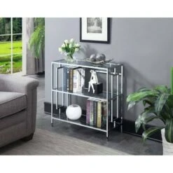 30" Town Square Chrome 3 Tier Bookcase Chrome - Breighton Home