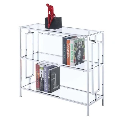 30" Town Square Chrome 3 Tier Bookcase Chrome - Breighton Home 4 30" Town Square Chrome 3 Tier Bookcase Chrome - Breighton Home - Image 2