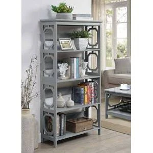 60" Omega 5 Tier Bookcase Gray - Breighton Home 4 60" Omega 5 Tier Bookcase Gray - Breighton Home - Image 2