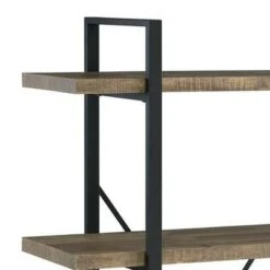 54.75" Bookcase with 4 Tier Storage and X Metal Band Brown/Black - Benzara