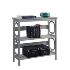 32.5" Omega 3 Tier Bookcase Gray - Breighton Home