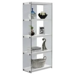 Hollow Core/Tempered Glass Bookcase - EveryRoom Glossy White -Bookshelves Sales Shop unnamed file 1202