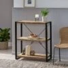 Brinkley Modern Industrial Handcrafted 3 Shelf Mango Wood Shelving Unit Natural/Black - Christopher Knight Home -Bookshelves Sales Shop unnamed file 1204