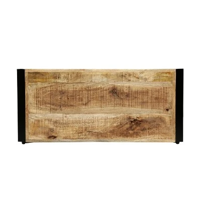 Brinkley Modern Industrial Handcrafted 3 Shelf Mango Wood Shelving Unit Natural/Black - Christopher Knight Home 6 Brinkley Modern Industrial Handcrafted 3 Shelf Mango Wood Shelving Unit Natural/Black - Christopher Knight Home - Image 4