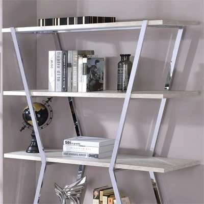 Ketano Metal 4-Shelf Bookcase in Chrome - Furniture of America 6 Ketano Metal 4-Shelf Bookcase in Chrome - Furniture of America - Image 4