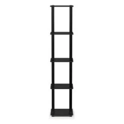 Furinno Turn-N-Tube 5 Tier Wooden PVC Corner Display Shelf and Bookcase for Living Room, Dining Room, Bedroom, and Office Spaces, Americano Black