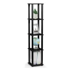 Furinno Turn-N-Tube 5 Tier Wooden PVC Corner Display Shelf and Bookcase for Living Room, Dining Room, Bedroom, and Office Spaces, Americano Black -Bookshelves Sales Shop unnamed file 1267