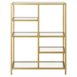 Henn& Hart 42" Tall Brass Finish Bookcase - Henn&Hart