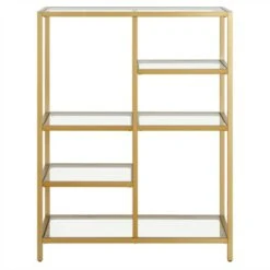 Henn& Hart 42" Tall Brass Finish Bookcase - Henn&Hart -Bookshelves Sales Shop unnamed file 1278