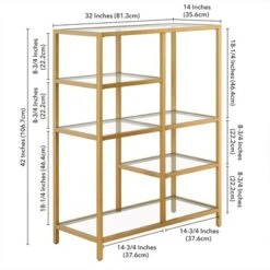 Henn& Hart 42" Tall Brass Finish Bookcase - Henn&Hart -Bookshelves Sales Shop unnamed file 1281