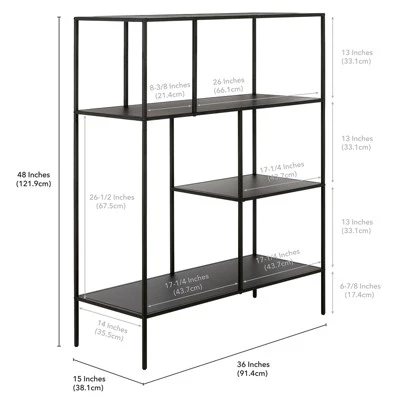 Henn& Hart 48" Tall Black Bronze Bookcase - Henn&Hart 8 Henn& Hart 48" Tall Black Bronze Bookcase - Henn&Hart - Image 7