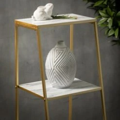 Sullivans Marble Shelved Gold Etagere 47"H Gold