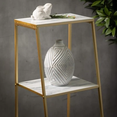 Sullivans Marble Shelved Gold Etagere 47"H Gold 3 Sullivans Marble Shelved Gold Etagere 47"H Gold