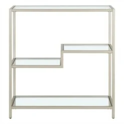Henn& Hart 36" Tall Satin Nickel Bookcase - Henn&Hart
