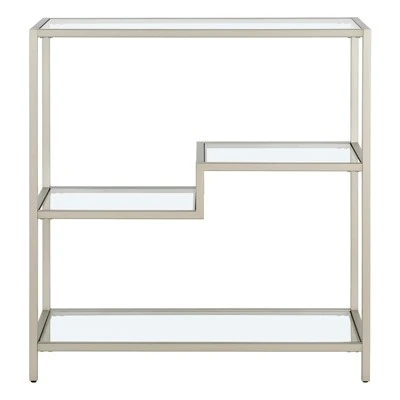 Henn& Hart 36" Tall Satin Nickel Bookcase - Henn&Hart 3 Henn& Hart 36" Tall Satin Nickel Bookcase - Henn&Hart