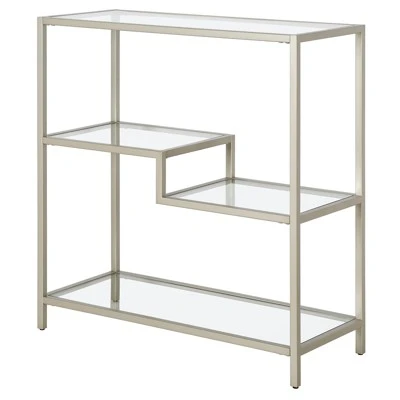 Henn& Hart 36" Tall Satin Nickel Bookcase - Henn&Hart 5 Henn& Hart 36" Tall Satin Nickel Bookcase - Henn&Hart - Image 3