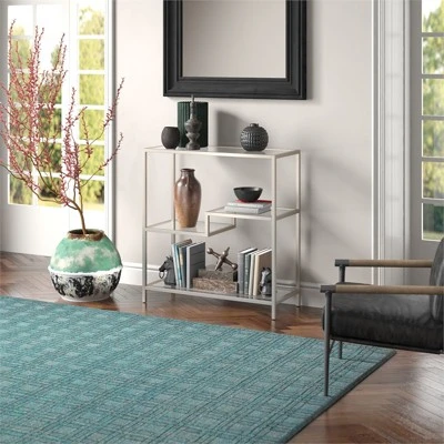 Henn& Hart 36" Tall Satin Nickel Bookcase - Henn&Hart 8 Henn& Hart 36" Tall Satin Nickel Bookcase - Henn&Hart - Image 6