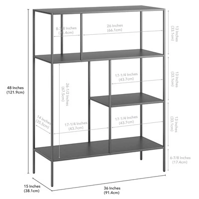 Henn& Hart 48" Tall Gunmetal Gray Bookcase - Henn&Hart 11 Henn& Hart 48" Tall Gunmetal Gray Bookcase - Henn&Hart - Image 9