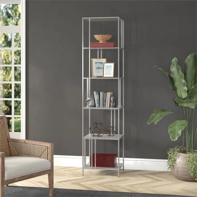 Henn& Hart 18" Wide Silver Bookcase - Henn&Hart 5 Henn& Hart 18" Wide Silver Bookcase - Henn&Hart - Image 3