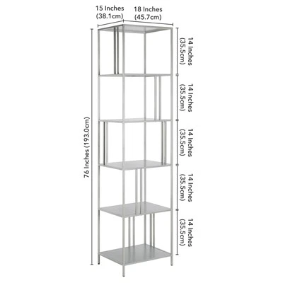 Henn& Hart 18" Wide Silver Bookcase - Henn&Hart 8 Henn& Hart 18" Wide Silver Bookcase - Henn&Hart - Image 6