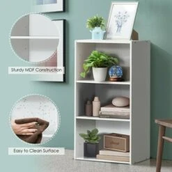 Costway 3 Tier Open Shelf Bookcase Multi-functional Storage Display Cabinet Furni White -Bookshelves Sales Shop unnamed file 144