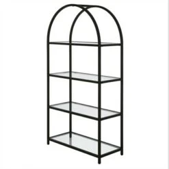 Henn& Hart 62 in. Arched Black Bronze Bookcase - Henn&Hart -Bookshelves Sales Shop unnamed file 1443