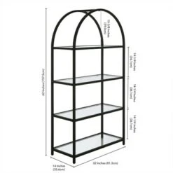 Henn& Hart 62 in. Arched Black Bronze Bookcase - Henn&Hart -Bookshelves Sales Shop unnamed file 1446