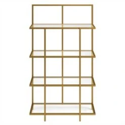 Henn& Hart 62 in. Brass Finish Standard Bookcase - Henn&Hart -Bookshelves Sales Shop unnamed file 1450