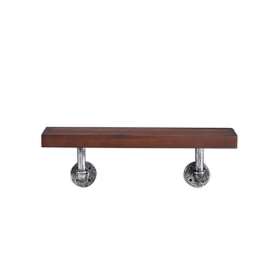 23.5" x 7.3" Industrial Pipe Wall Shelf - Danya B. Dark Brown/silver 6 23.5" x 7.3" Industrial Pipe Wall Shelf - Danya B. Dark Brown/silver - Image 4