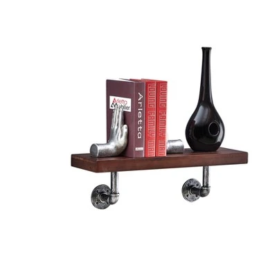 23.5" x 7.3" Industrial Pipe Wall Shelf - Danya B. Dark Brown/silver 9 23.5" x 7.3" Industrial Pipe Wall Shelf - Danya B. Dark Brown/silver - Image 7