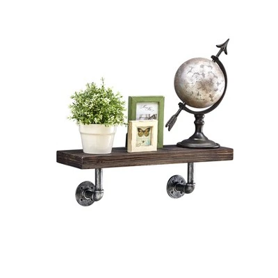 23.5" x 7.3" Industrial Pipe Wall Shelf - Danya B. Dark Brown/silver 10 23.5" x 7.3" Industrial Pipe Wall Shelf - Danya B. Dark Brown/silver - Image 8