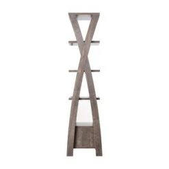 Stokes Wood 4-Shelf 71-Inch Standard Bookcase in Walnut Oak - Furniture of America