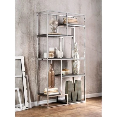 Jan Modern Metal 6-Shelf Bookcase in Chrome - Furniture of America 3 Jan Modern Metal 6-Shelf Bookcase in Chrome - Furniture of America