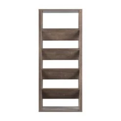 Rubus Wood 5-Shelf 71-Inch Etagere Bookcase in Walnut - Furniture of America