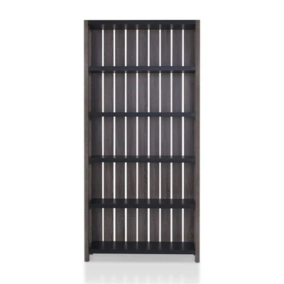 Iman 5-Shelf Wood Bookcase in Dark Gray and Black - Furniture of America 6 Iman 5-Shelf Wood Bookcase in Dark Gray and Black - Furniture of America - Image 4