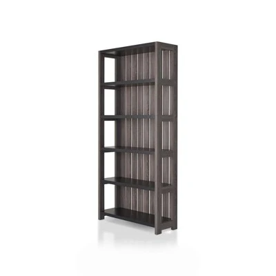 Iman 5-Shelf Wood Bookcase in Dark Gray and Black - Furniture of America 7 Iman 5-Shelf Wood Bookcase in Dark Gray and Black - Furniture of America - Image 5