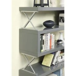 Sheena Contemporary Bookcase in Glossy Gray - Furniture of America