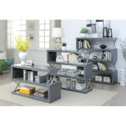 Sheena Contemporary Bookcase in Glossy Gray - Furniture of America -Bookshelves Sales Shop unnamed file 1521