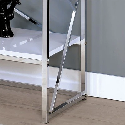 Bettallo Modern Wood 4 Shelf Bookcase in Chrome and White - Furniture of America 4 Bettallo Modern Wood 4 Shelf Bookcase in Chrome and White - Furniture of America - Image 2