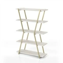 Ketano Metal 4-Shelf Bookcase in Champagne and White - Furniture of America -Bookshelves Sales Shop unnamed file 1540